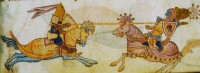 中世紀版畫—理查和薩拉丁的決鬥