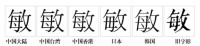 “敏”字的字形對比