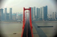 塔頂拍攝武漢鸚鵡洲長江大橋