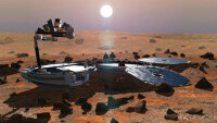 「小獵犬2號」停泊在火星地表的想像圖