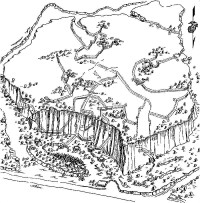 由美國海軍第31建設營繪製的362a高地的草圖，虛線表示日軍隧道