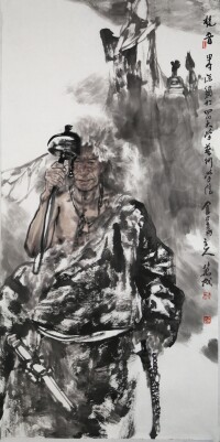 王萬成-《梵音》 (136X68cm)紙本水墨2011年