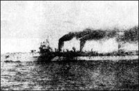 中國海軍“大同”號炮艦，8月11日自沉於江陰下游，阻塞江面