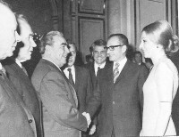 勃列日涅夫（左三）會見伊朗國王巴列維
