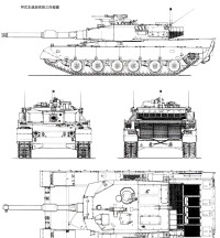 ９０式主戰坦克的三向視圖