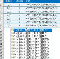 WEEKDAY函數