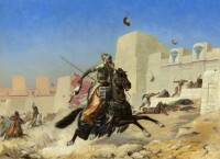 攜帶貓與埃及人作戰的波斯士兵，油畫，Paul-MarieLenoir，1872