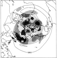 圖 3 夏季西太平洋副高位置偏東時高度及其距平場的合成