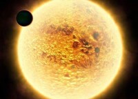 系外行星HD 189733b與其環繞的恆星模擬圖