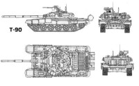 T-90主戰坦克四視圖