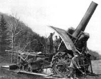德軍在圍攻列日中使用的克虜伯420mm巨炮（又叫“大貝爾塔”）