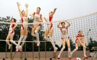 北京中華世紀壇前的女排運動員雕像