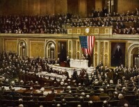 伍德羅·威爾遜在國會發表請求參戰的演講。