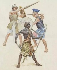 古埃及人的謝爾登人與努比亞人雇傭軍