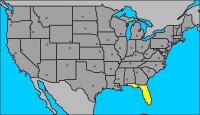 佛羅里達州在美國的位置（黃色區域）