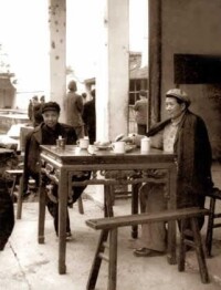1954年，毛澤東和譚啟龍在浙江紹興
