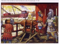東羅馬艦隊用希臘火摧毀阿拉伯帝國艦隊