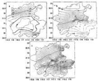 圖1 EOF 第1 -3 特徵向量場（ a ：第1 ，b ：第2 ，c ：第3 ）