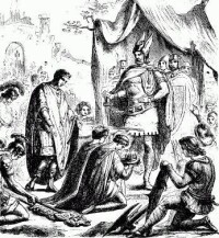 羅慕路斯·奧古斯都於476年向日耳曼人投降