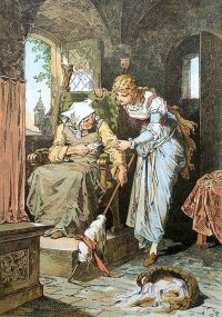 古塔中的老婦向公主展示紡錘（亞歷山大繪）