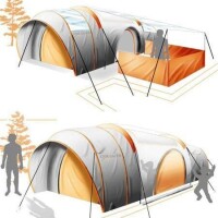 帳篷[撐在地上遮蔽風雨﹑日光並供臨時居住的棚子]