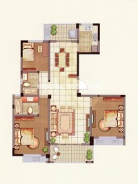 園首d戶型三室兩廳 121㎡ 3居室2廳1廚2衛