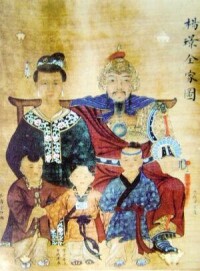 楊洪（前排右一）與父楊璟、母施夫人及兄弟