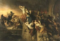 19世紀 一副描繪馬格德堡屠殺的油畫