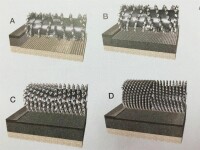 普通銑刨（A,B）與精銑刨(C,D)工作示意圖