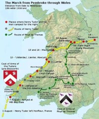 亨利在威爾士登陸后的前進線路