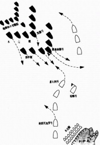 利薩海戰圖-黑色為奧地利、白色為義大利