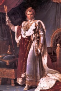 頭戴皇冠、手握權杖的拿破崙一世