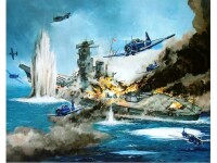 大和級戰列艦首艦大和號被美軍機炸沉油畫