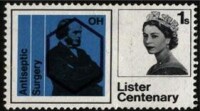 英國1965年發行倡導無菌外科100周年郵票