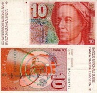 以萊昂哈德·歐拉為圖案的10瑞士法郎紙幣