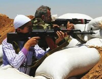 在敘利亞哈格夫村抵抗極端組織的德魯茲民兵