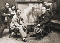 上海美專的創始人劉海粟（左三）和友人拜訪巴黎美術學院