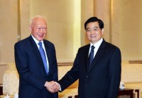 胡錦濤在新加坡會見新加坡內閣資政李光耀