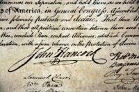 約翰漢考克在美國獨立宣言上第一個簽名