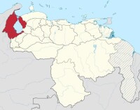 蘇利亞州在委內瑞拉的位置，紅色為蘇利亞州