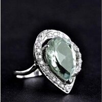 純天然綠水晶戒指 高檔珠寶首飾