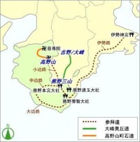 “紀伊山地的聖地與參拜道”的遺跡地圖