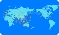 國際（地區）航線圖，更新於2016年12月18日
