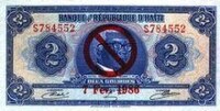象徵杜瓦利埃政權倒台的加蓋鈔票