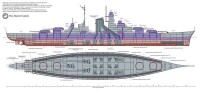 “提爾皮茨”號戰列艦的裝甲分佈示意圖