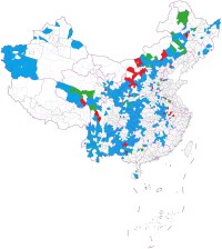 2012國家級貧困縣，紅色退出，綠色新入