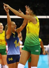 巴西女排慶祝勝利
