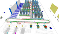 圖1 Flexsim建立的倉庫模型（局部）