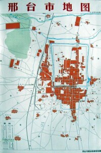 1954年邢台市地圖，邢台古城輪廓猶存