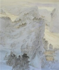 嵩岑紫煙+160X200CM+創作於2014年，絹本